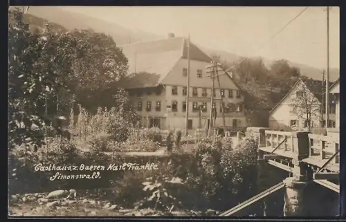 AK Simonswald, Gasthaus Bären, Inh. Karl Fränkle, Brücke