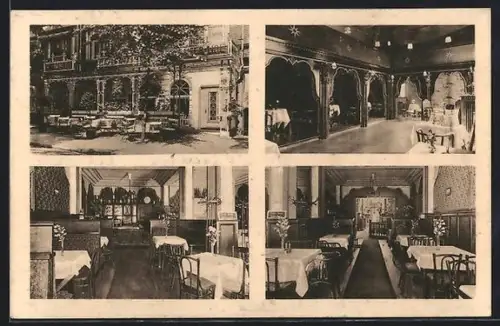 AK Bad Oeynhausen, Hotel Kaiserhof H. Bolte, Herforderstrasse 52, mit Aussentischen, Innenansichten