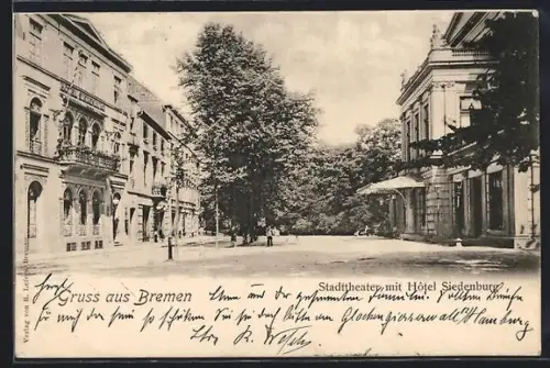AK Bremen, Stadttheater mit Hotel Siedenburg, Panorama