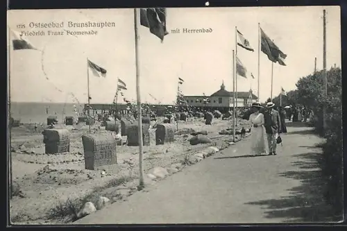 AK Brunshaupten, Friedrich Franz Promenade mit Herrenbad