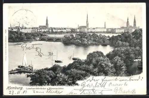 AK Hamburg-Neustadt, Lombardsbrücke, Binnenalster