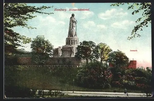 AK Hamburg-St.Pauli, Bismarckdenkmal