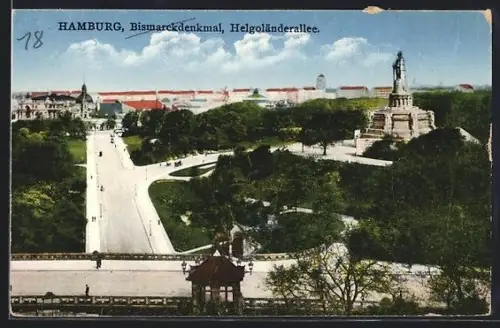 AK Hamburg-St.Pauli, Bismarckdenkmal, Helgoländerallee