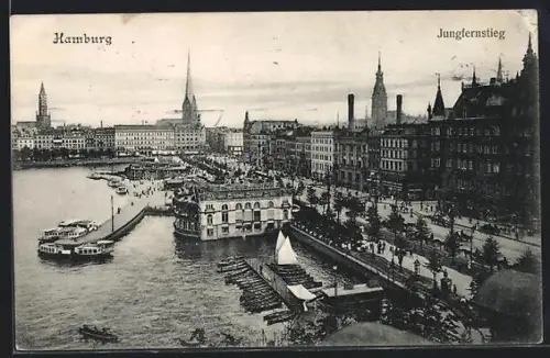 AK Hamburg-Neustadt, Jungfernstieg, Alster, Schifffahrt
