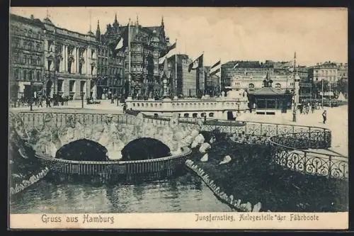 AK Hamburg-Neustadt, Jungfernstieg, Anlegestelle der Fährboote