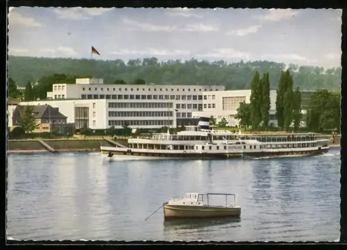 AK Bonn, Fährdampfschiff vor dem Bundeshaus