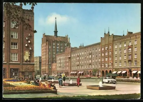 AK Rostock, Lange Strasse, Ladengebäude, Geschäfte, Anlage