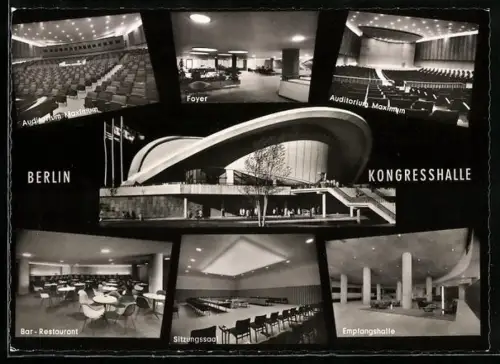 AK Berlin, Bar Restaurant, Kongresshalle, Foyer, Auditorium Maximum, Aussen- u. Innenansichten