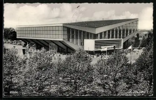 AK Essen, Gruga-Halle aus der Vogelschau