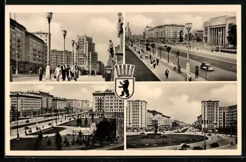 AK Berlin, Stalinallee, Ortspartien, Wappen