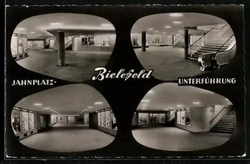 AK Bielefeld, Vier Ansichten der Jahnplatz-Unterführung