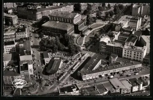 AK Hannover, Zentrum mit Kröpcke und Oper, Fliegeraufnahme