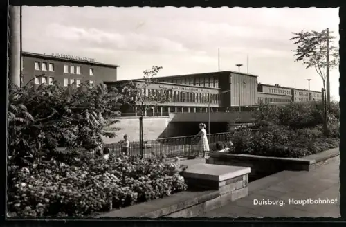 AK Duisburg, Hauptbahnhof mit Bundesbahn-Hotel