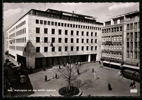 AK Köln, Wallrafplatz mit dem NWDR-Gebäude aus der Vogelschau