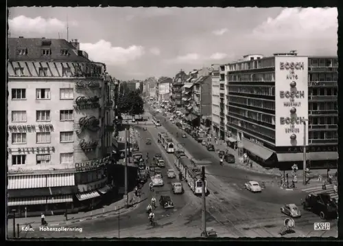 AK Köln, Hohenzollernring, Kreuzung mit Bosch-Gebäude aus der Vogelschau