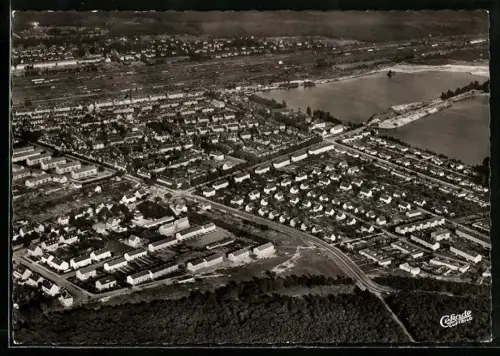 AK Duisburg-Wedau, Totalansicht vom Flugzeug aus