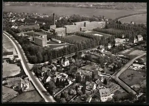AK Fürth /Bay., Städt. Krankenhaus und Eigenes Heim, Fliegeraufnahme