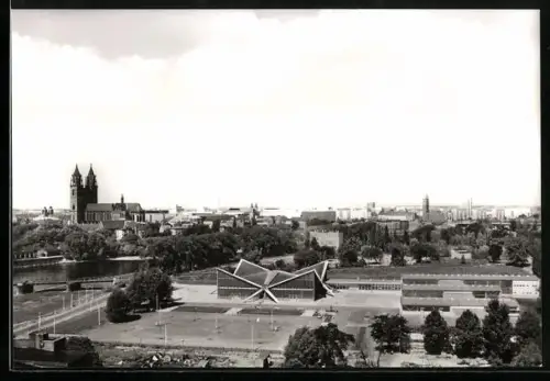 AK Magdeburg, Blick vom Aussichtsturm auf Kulturpark- und Freizeitzentrum mit Kirche