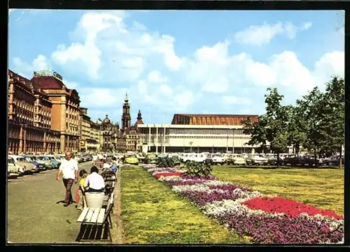 AK Dresden, Altmarkt mit Strassenpartie