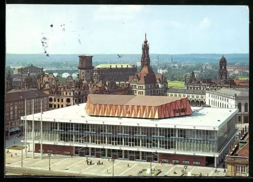 AK Dresden, Blick von der Kreuzkirche zum Kulturpalast
