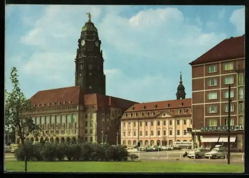 AK Dresden, Neues Rathaus und Gewandhaus
