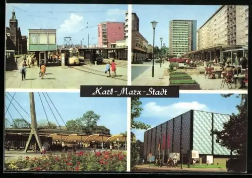 AK Karl-Marx-Stadt, Zentralhaltestelle, Omnibusbahnhof