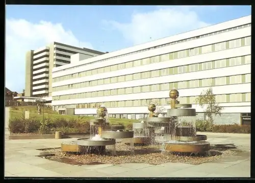 AK Karl-Marx-Stadt, Bezirkskrankenhaus mit Brunnen