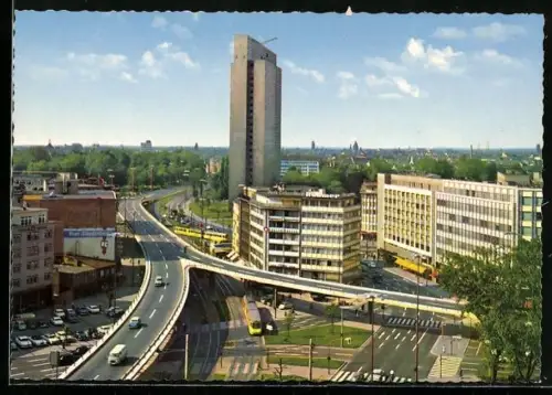 AK Düsseldorf, Hochstrasse und Thyssen-Hochhaus