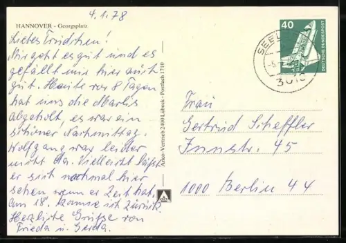 AK Hannover, Georgsplatz mit Springbrunnen