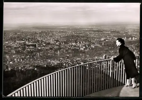 AK Stuttgart, Blick vom Fernsehturm auf die Stadt