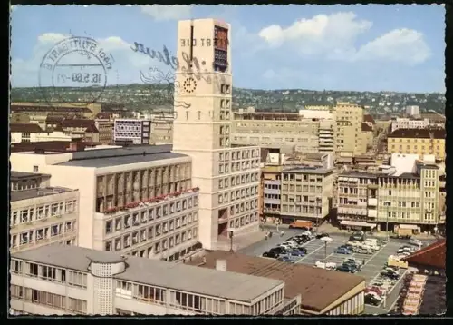 AK Stuttgart, Neues Rathaus mit Marktplatz