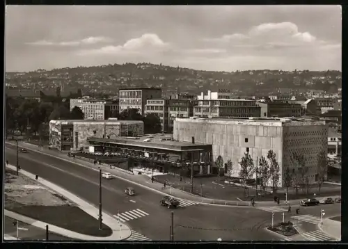 AK Stuttgart, Konzerthaus der Liederhalle aus der Vogelschau