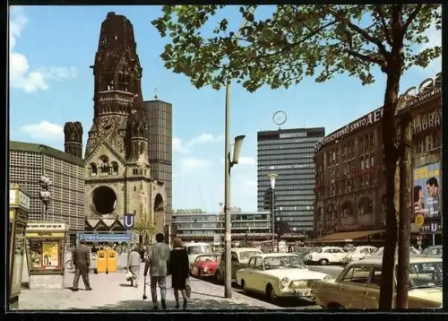 AK Berlin, Kurfürstendamm mit Europa Center und Kaiser Wilhelm Gedächtniskirche