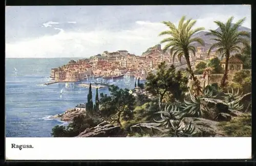 Künstler-AK Friedrich Perlberg: Ragusa, Gesamtansicht
