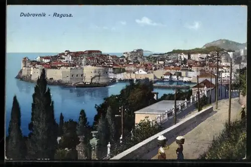 AK Dubrovnik, Blick auf die Ortschaft