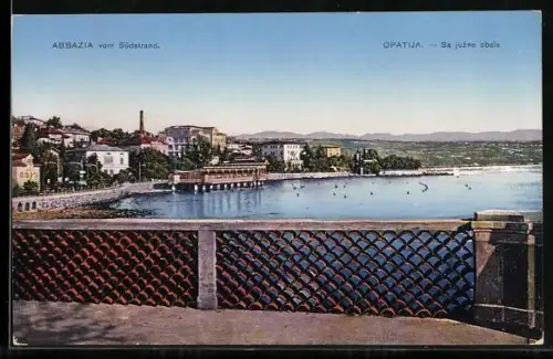 AK Abbazia, Ortsansicht vom Südstrand