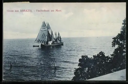 AK Abbazia, Fischerboot am Meer