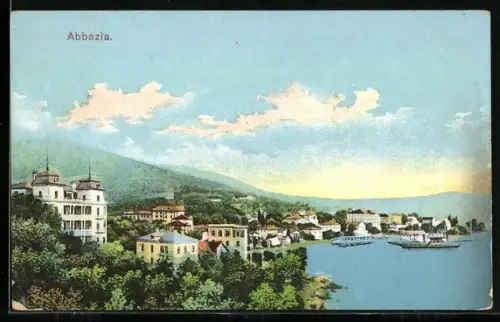 AK Abbazia, Ortsansicht aus der Vogelschau