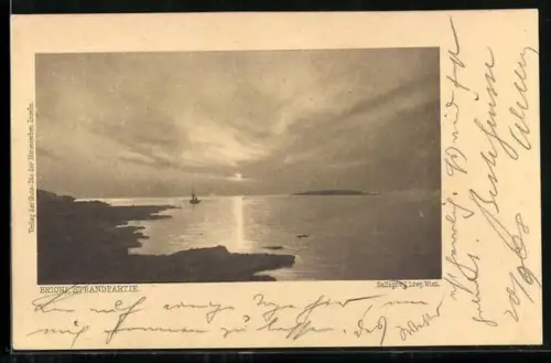 AK Brioni, Strandpartie mit tiefstehender Sonne