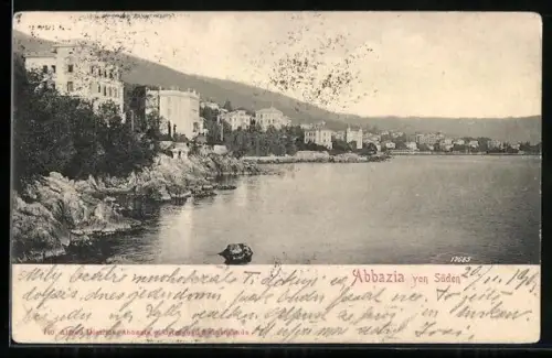AK Abbazia, Panorama des Ortes von Süden