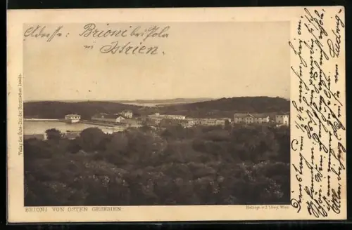 AK Brioni, Ortsansicht von Osten aus der Vogelschau