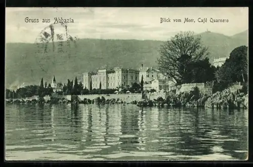 AK Abbazia, Blick vom Meer zum Café Quarnero