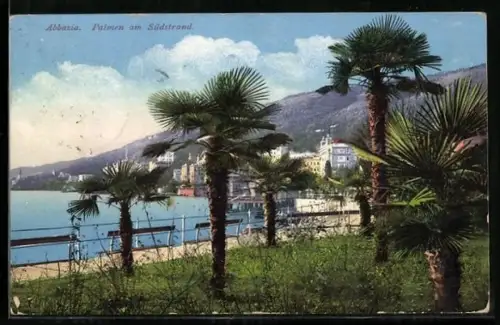 AK Abbazia, Palmen am Südstrand