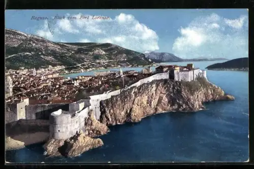 AK Dubrovnik / Ragusa, Pogled na fort Lovrenac / Blick vom Fort Lorenzo