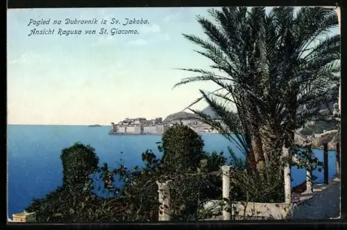 AK Dubrovnik / Ragusa, Stadtansicht von St. Giacomo aus