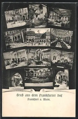 AK Frankfurt a. Main, Hotel Frankfurter Hof, Innenansichten Grosser Festsaal und Damen-Salon