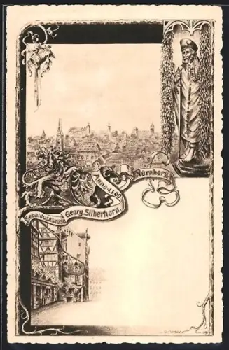 Künstler-AK Nürnberg, Gasthaus Sebaldusklause, Teilansicht