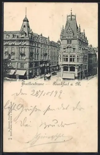 AK Frankfurt a. M., Goethestrasse mit Strassenbahn