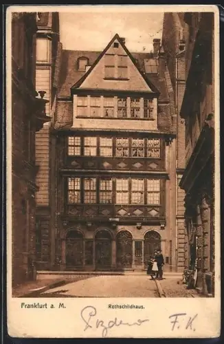 AK Alt-Frankfurt, Gasse an Rothschild`s Stammhaus, Rothschildhaus