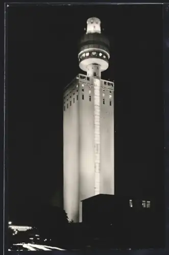 AK Frankfurt-Sachsenhausen, Henninger Turm bei Nacht
